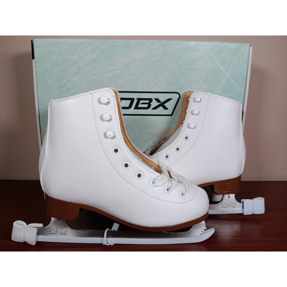 NIB DBX Motion Girls Figure Skates Size 1 (Shoe Size 2) White